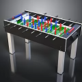 Modern Foosball Table With Green Playing Field Blue Red Players White Frame And Silver Legs