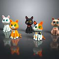 Colorful Cartoon Cat Toy Characters With Various Colors And Unique Poses