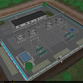 Aerial View of Industrial Factory Building With Surrounding Trees Parking Area And Vehicles