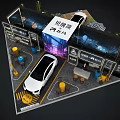 Modern Pop-up Store Exhibition With Car Display Digital Screens And Lighting Design