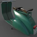 Vintage Green Lambretta Scooter With Two Brown Seats And Classic Design