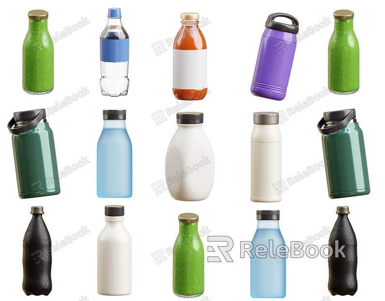 Modern Mineral Water Bottle Cup Combination Very Simple Water Bottle Water Cup Thermos Cup Combination Cartoon Cute Water Bottle Water Cup Art Minimalist Water Bottle Water Cup model