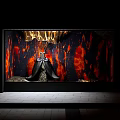 Window Display with Ice Cave Themed Background and Mannequin in Elegant Long Dress