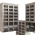 Multi Story Office Building With Stone Facade Windows And Ground Floor Awnings