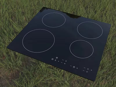 Black Ceramic Induction Cooktop Kitchen Appliance With Four Heating Zones And Control Buttons 3d model