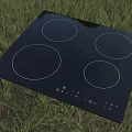 Black Ceramic Induction Cooktop Kitchen Appliance With Four Heating Zones And Control Buttons