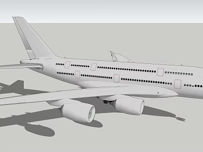 Passenger Airplane Exterior Design With Side View Wings Engines And Windows 3d model
