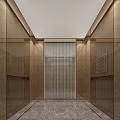 Modern Minimalist Elevator Lobby Interior With Marble Walls And Lighting Design 3d model