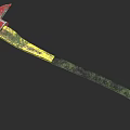 Durable Hardware Tool Axe with Red Silver Head and Yellow Green Handle 3d model