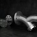 Industrial Metal Pipe Fittings With Flange Connections And Elbow Shape