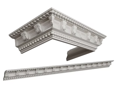 Ornate Plaster Cornice Moulding For Interior Design With Detailed Patterns And Corner Sections 3d model