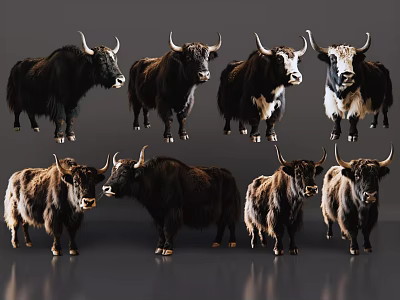 Multiple Reptiles Standing On Grey Background Displaying Diverse Postures 3d model