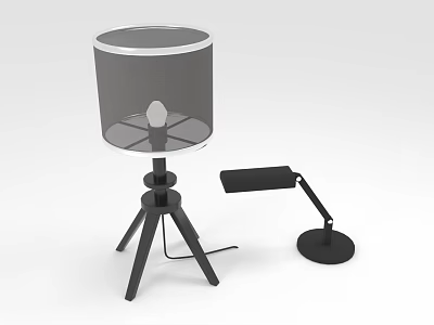 Modern Furniture Table Lamps With Tripod Base Gray Lampshade And Adjustable Arm 3d model