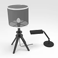 Modern Furniture Table Lamps With Tripod Base Gray Lampshade And Adjustable Arm