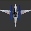 Futuristic Aircraft Model Featuring Blue Wings White Body And Orange Accents