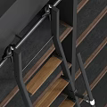 Modern Dark Frame Bookcase With Metal Ladder And Wooden Shelves