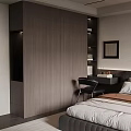 Modern Built in Wooden Wardrobe with Sleek Design in Bedroom Interior