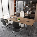 Modern Office Desk With Computer Monitor Notebook Small Plant Two Office Chairs In Bright Room