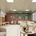 Bright Lounge Area Interior With White Chairs Gray Sofa Large Windows And Wall Art