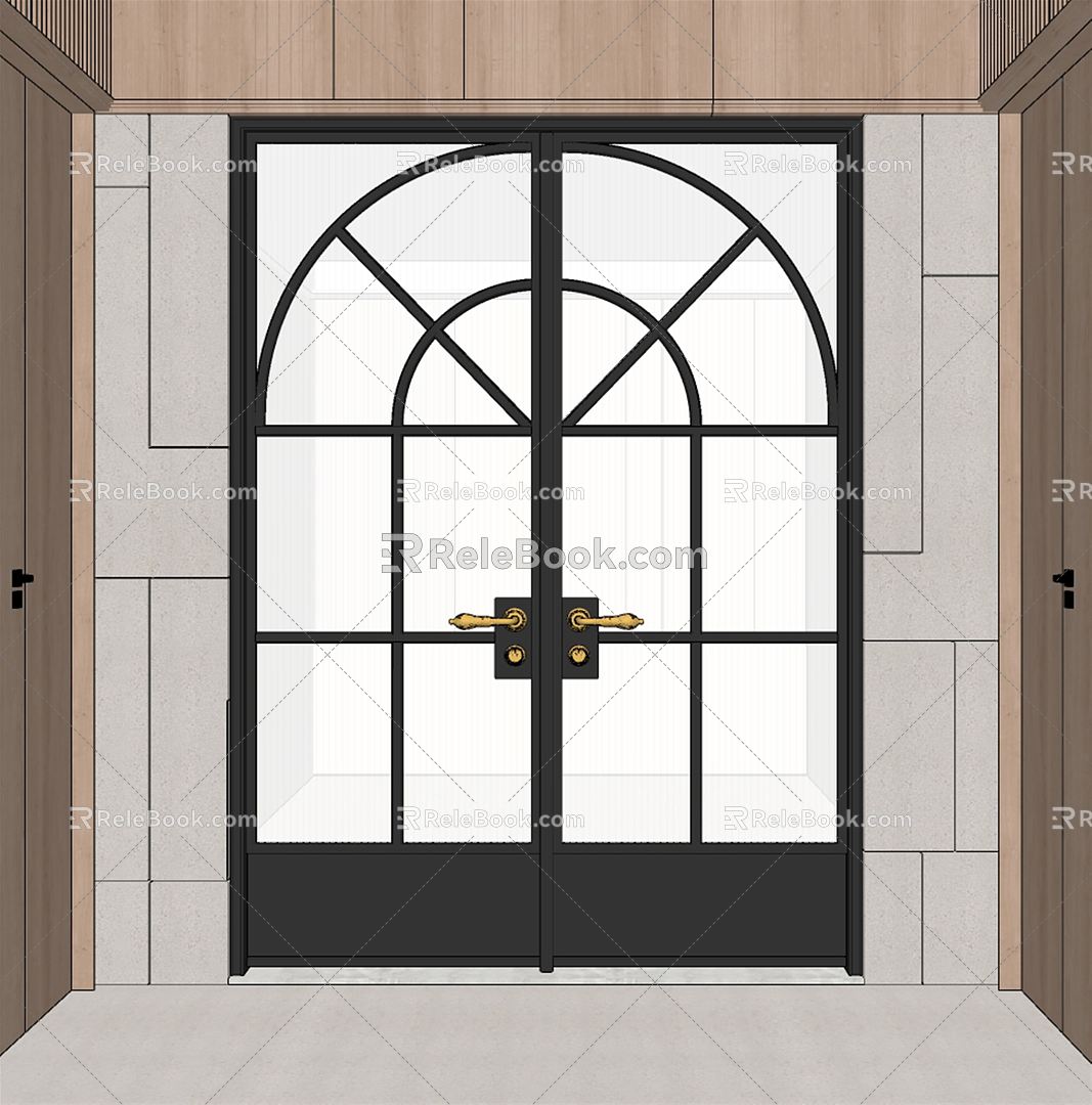 Modern double door glass double door 3d model