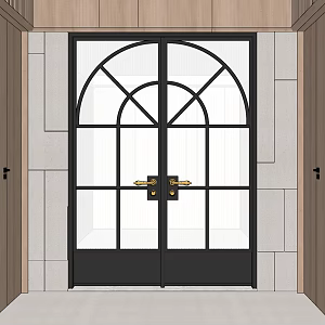 Modern double door glass double door 3d model