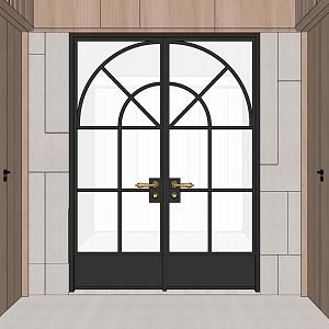 Modern double door glass double door 3d model