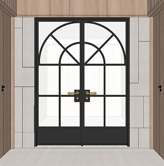 Modern double door glass double door 3d model