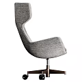 Modern Comfortable Leather And Gray Fabric Leisure Chair With Swivel Wheels Design