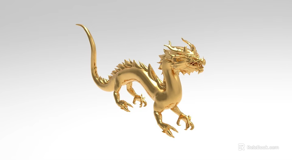 Golden Dragon Ornament Decoration Set With Intricate Design For Home Tabletop Decor 3d model 