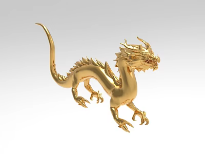 Golden Dragon Ornament Decoration Set With Intricate Design For Home Tabletop Decor 3d model