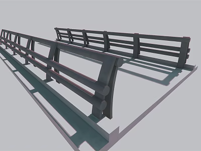 Sturdy Wooden Railings With Horizontal Bars For Outdoor Walkway Design 3d model