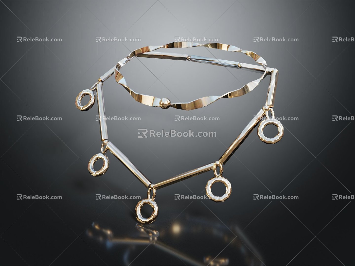 Modern Necklace Metal Necklace Ornament Jewelry 3d model