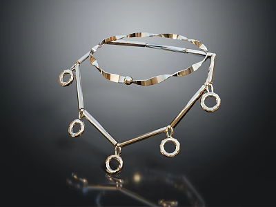 Modern Necklace Metal Necklace Ornament Jewelry 3d model