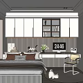 Modern Tatami Bedroom Interior with Built-in Cabinetry Desk Lighting and Decorative Art