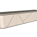 Modern TV Stand With Light Beige Finish And Geometric Patterned Doors