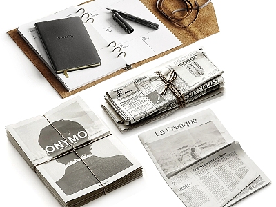 Modern Newspapers, Books, Magazines, Office Supplies 3d model