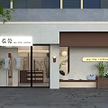 Modern Minimalist Clothing Store Facade Design With Stylish Mannequins And Fresh Green Plant Decorations