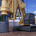 Functional Construction Vehicle Crawler Type Rotary Drilling Rig Working On Concrete Pile At Construction Site
