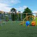 Colorful Outdoor Playground Equipment With Swings Slide And Climbing Structure On Grass Field For Kids