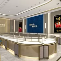 Luxurious China Gold Jewelry Store Interior Design With Display Cases And Counters