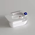 Contemporary White Store Front Desk With Digital Screen And Curved Design 3d model
