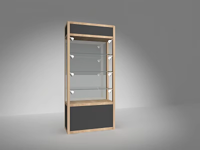 Modern Display Cabinet Shelf With Wooden Frame Glass Door And Multiple Glass Shelves 3d model