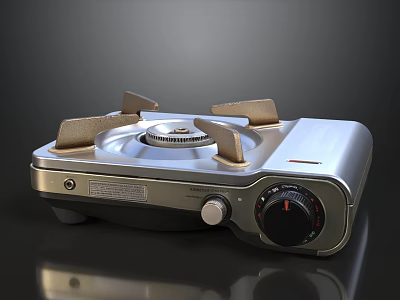 Sleek Stainless Steel Portable Single Burner Gas Stove With Precise Heat Control For Outdoor Camping 3d model