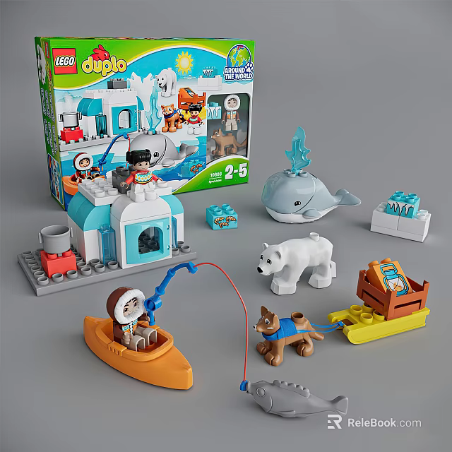Lego Duplo Dolls Set With Ice House Polar Bear Whale And Boat Building Blocks 3d model 