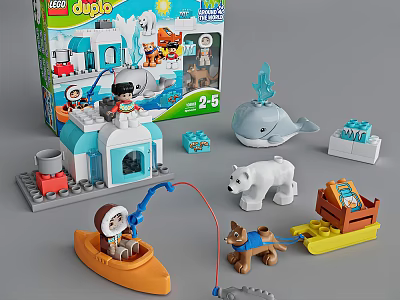 Lego Duplo Dolls Set With Ice House Polar Bear Whale And Boat Building Blocks 3d model