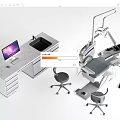 Advanced Medical Equipment Dental Treatment Chair Workstation With Computer Sink And Stools