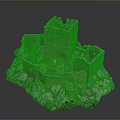 Ancient Stone Castle Architectural Components Featuring Tower And Defensive Walls 3d model