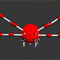Red Mechanical Spider Robot Character With White Legs And Red Joints 3d model
