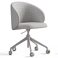 Contemporary Table and Chair Set Featuring Beige Curved Backrest Chair with Black Caster Base