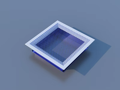 Blue And White Square Grille Panel With Grid Design For Ventilation 3d model